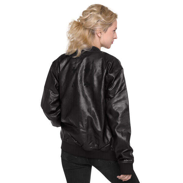 PU Leatherette Black Bomber Jacket - Image 12
