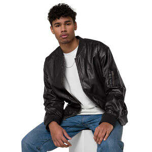 PU Leatherette Black Bomber Jacket