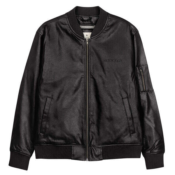 PU Leatherette Black Bomber Jacket - Image 7