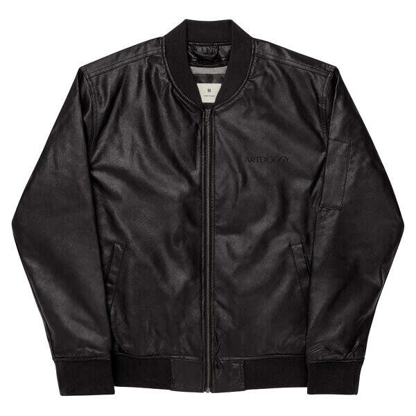 PU Leatherette Black Bomber Jacket - Image 9