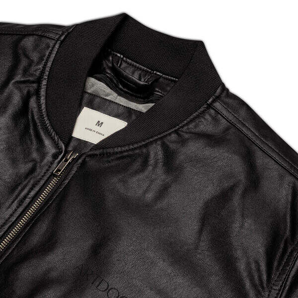 PU Leatherette Black Bomber Jacket - Image 5