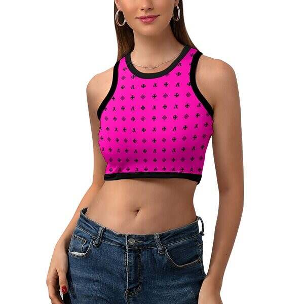 Cropped Slim Racer Tank Top - Image 43