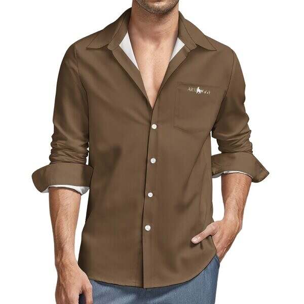 Peach Velvet Pocketed Long Sleeve Shirt - Image 31