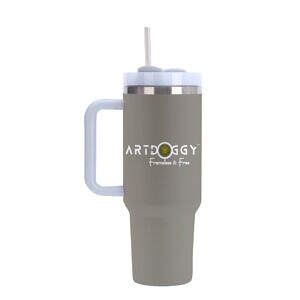 40oz Grey Tumbler With Handle