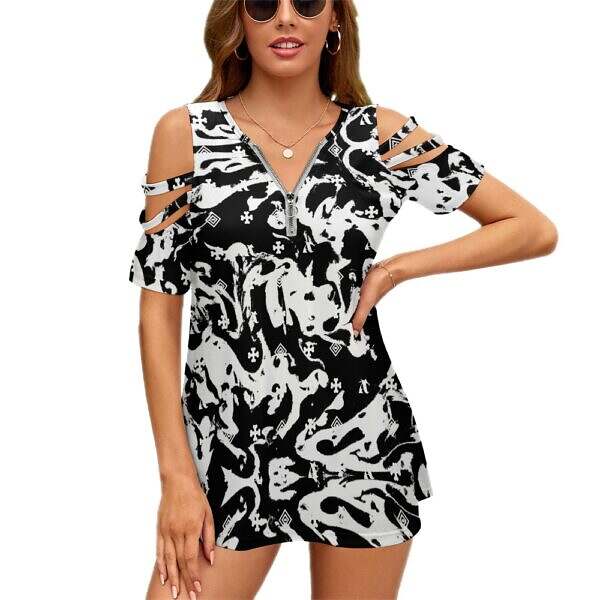 ADpld™ Shredded Shoulder Zip Top - Image 17