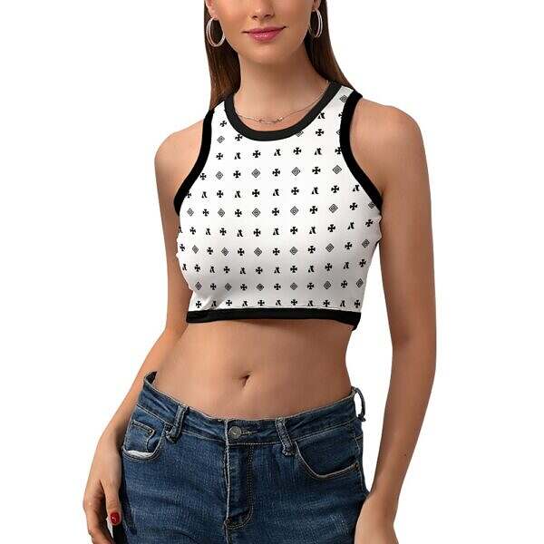 Cropped Slim Racer Tank Top - Image 8
