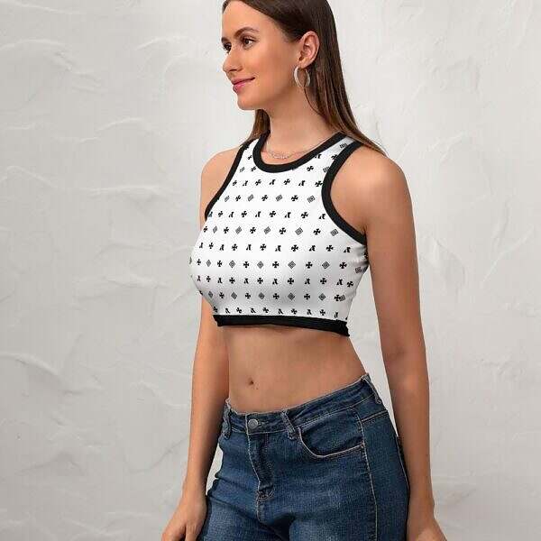 Cropped Slim Racer Tank Top - Image 10