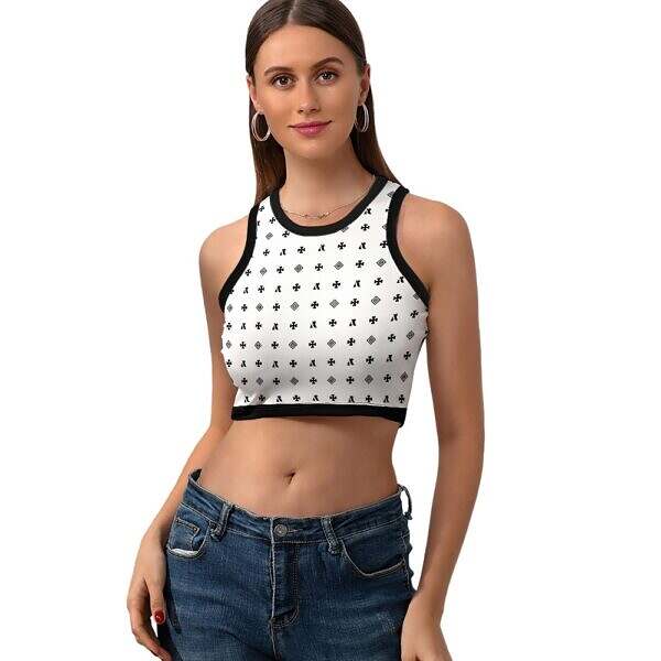 Cropped Slim Racer Tank Top - Image 6