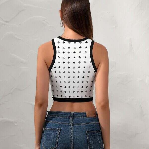 Cropped Slim Racer Tank Top - Image 7
