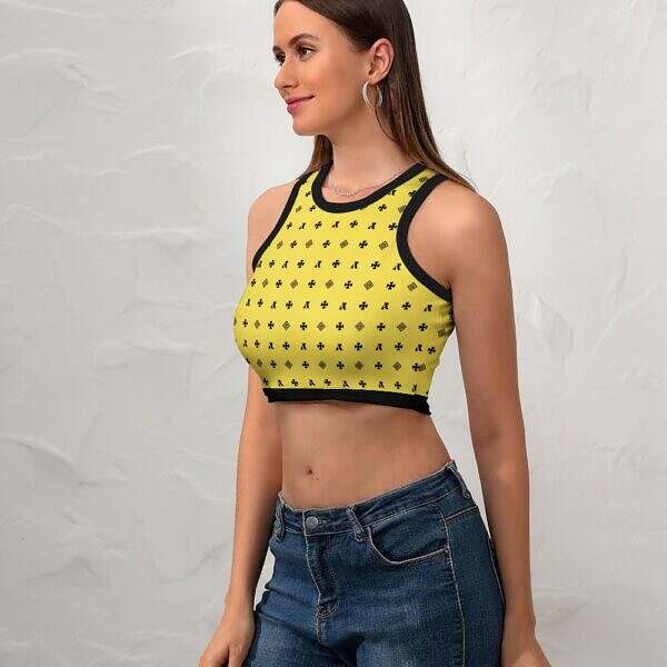 Cropped Slim Racer Tank Top - Image 30