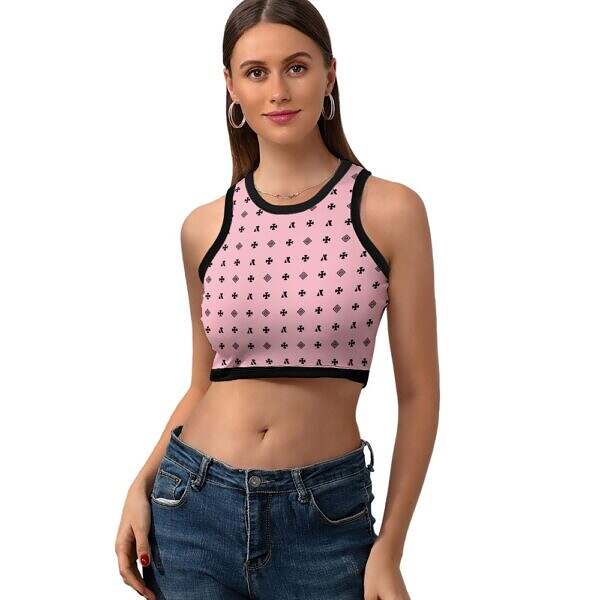Cropped Slim Racer Tank Top - Image 31