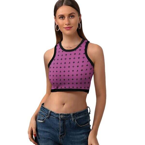 Cropped Slim Racer Tank Top - Image 46