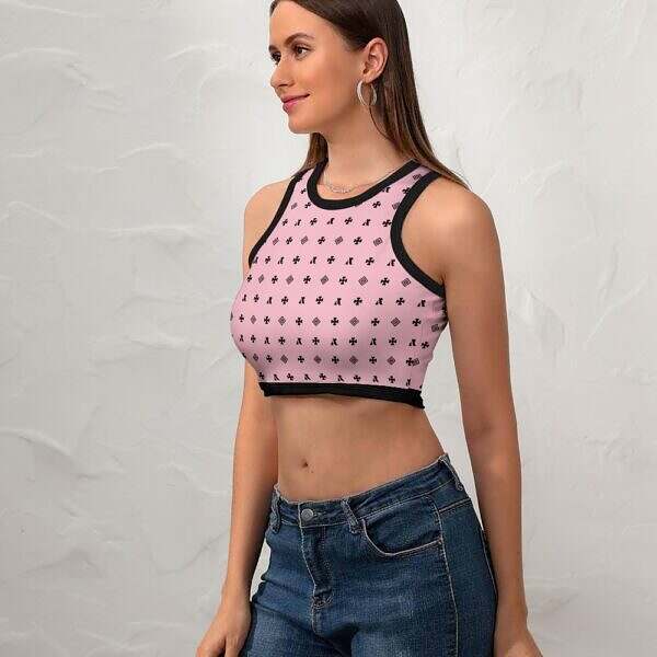 Cropped Slim Racer Tank Top - Image 35