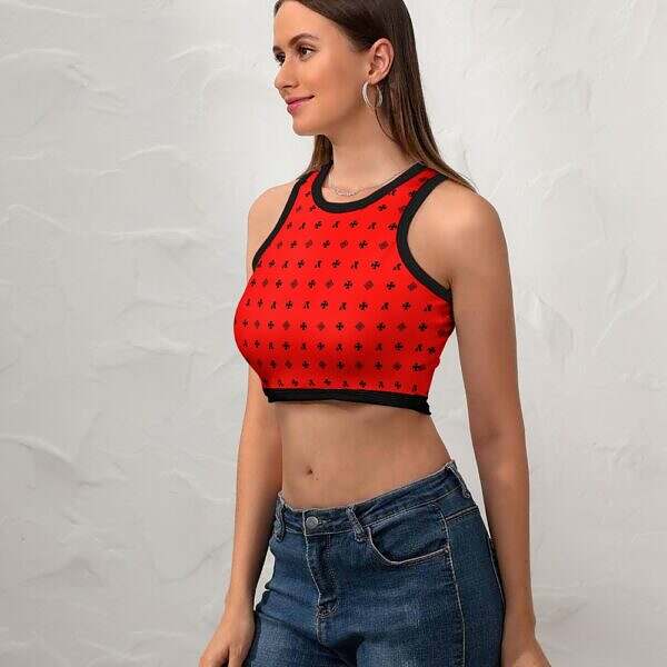 Cropped Slim Racer Tank Top - Image 15