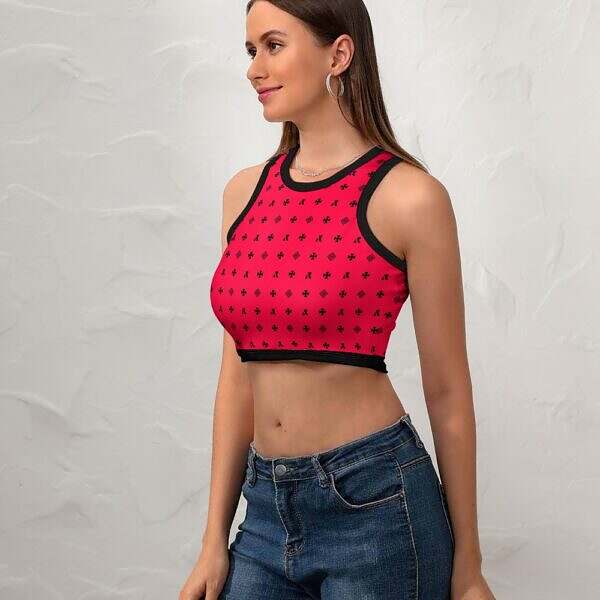 Cropped Slim Racer Tank Top - Image 40