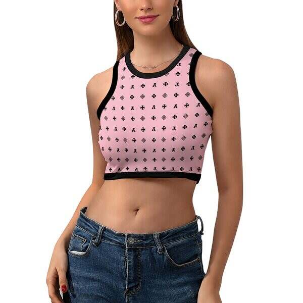 Cropped Slim Racer Tank Top - Image 33