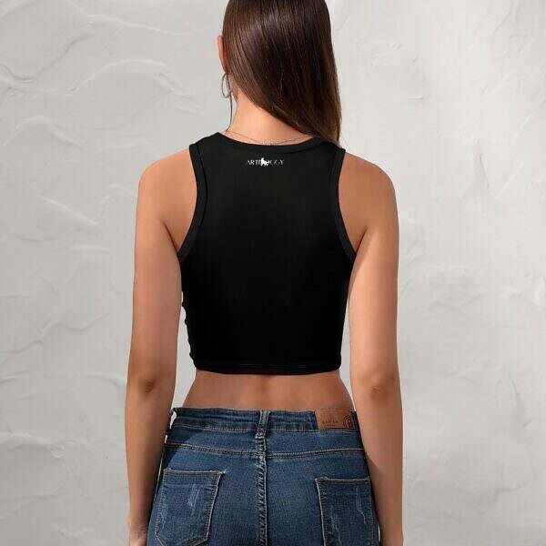 Cropped Slim Racer Tank Top - Image 2