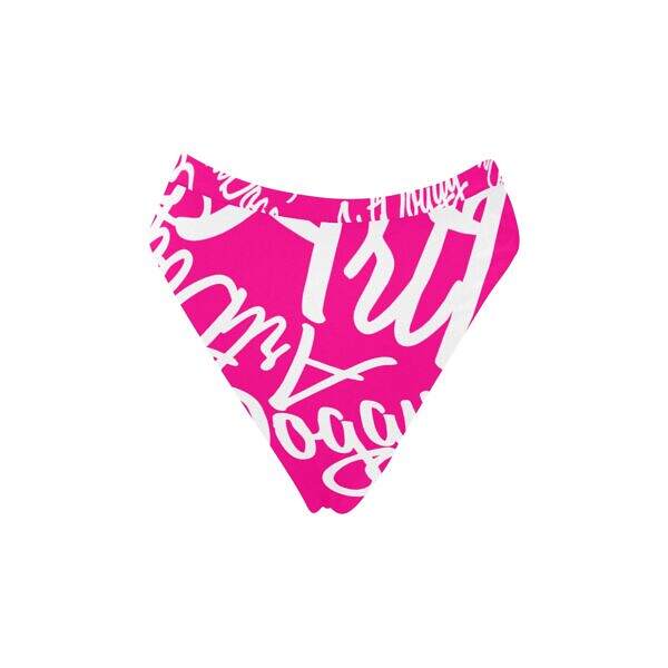 ArtDoggy™ High-Waisted Retro Bikini Bottom deep pink front display