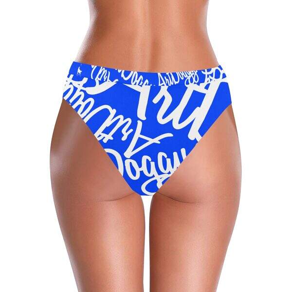 ArtDoggy™ High-Waisted Retro Bikini Bottom blue back model display