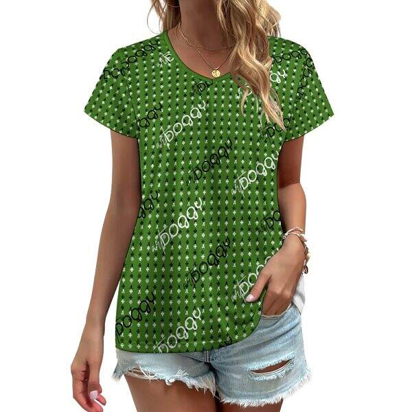 ADpld™ V-neck Short Sleeve T-shirt green front model display