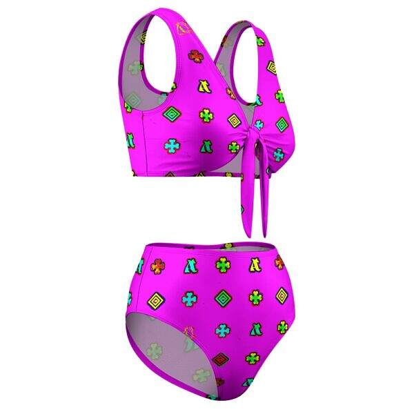 ADpld™ Two-Piece Knotted Bikini Swimsuit magenta side display