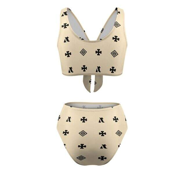 ADpld™ Two-Piece Knotted Bikini Swimsuit blanched almond back display