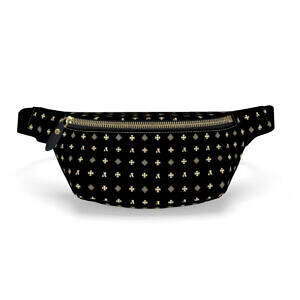 ADpld™ Crema Nappa Leather Fanny Pack black gold display front