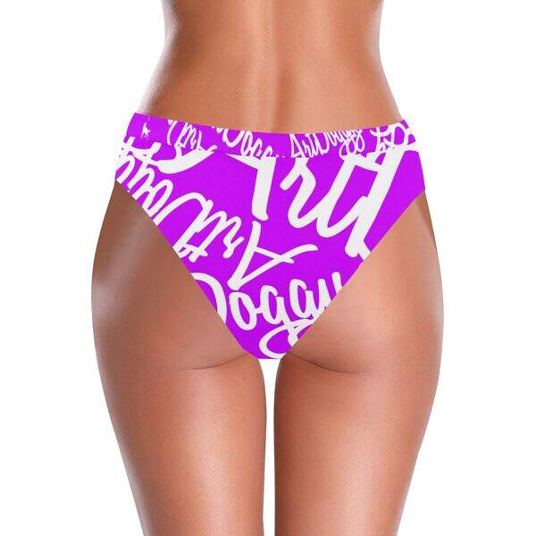 ArtDoggy™ High-Waisted Retro Bikini Bottom medium orchid back model display
