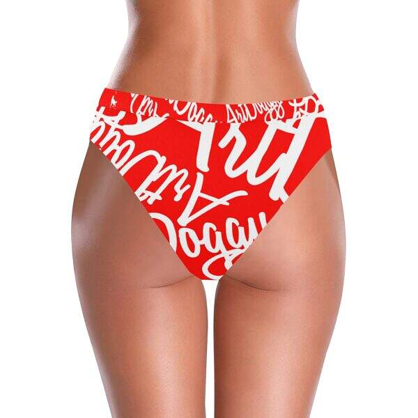 ArtDoggy™ High-Waisted Retro Bikini Bottom red back model display