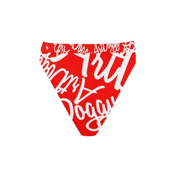 ArtDoggy™ High-Waisted Retro Bikini Bottom red back display