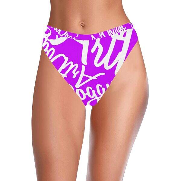 ArtDoggy™ High-Waisted Retro Bikini Bottom medium orchid front model display