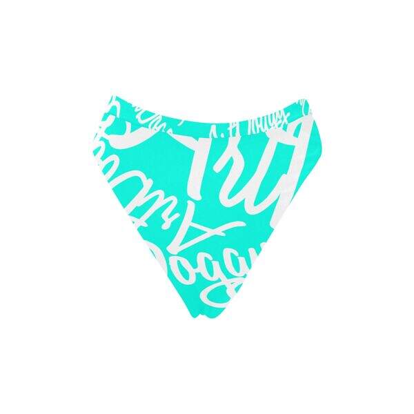 ArtDoggy™ High-Waisted Retro Bikini Bottom turquoise front display