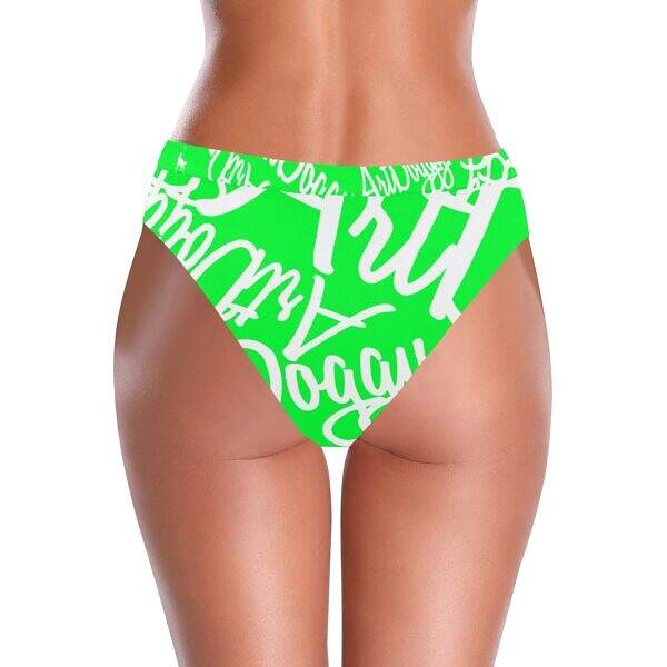 ArtDoggy™ High-Waisted Retro Bikini Bottom lime back model display