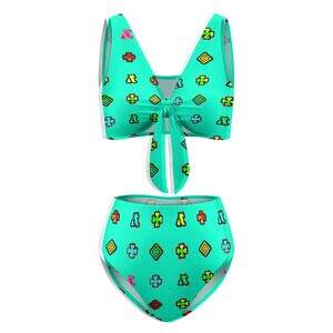 ADpld™ Two-Piece Knotted Bikini Swimsuit aquamarine front display