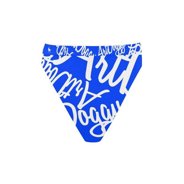 ArtDoggy™ High-Waisted Retro Bikini Bottom blue back display