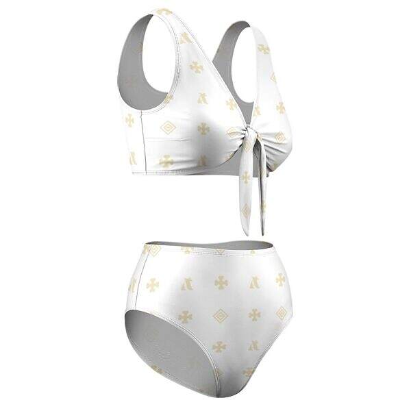 ADpld™ Two-Piece Knotted Bikini Swimsuit white side display