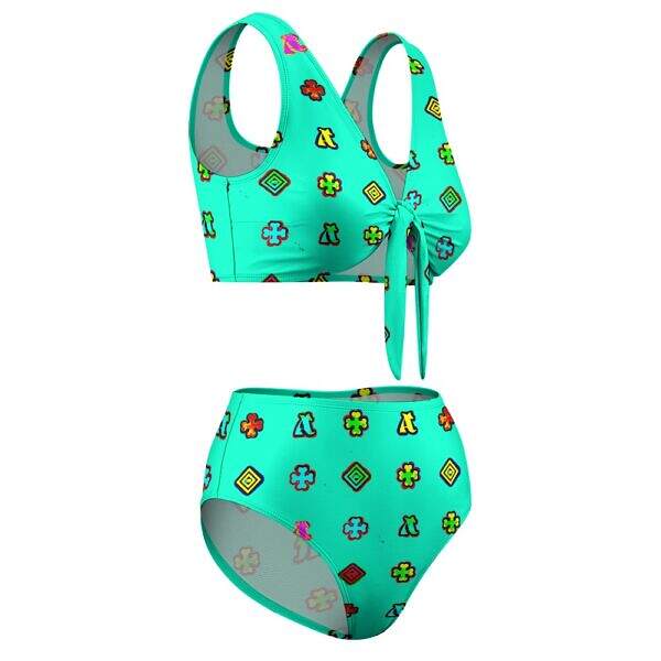 ADpld™ Two-Piece Knotted Bikini Swimsuit aquamarine side display