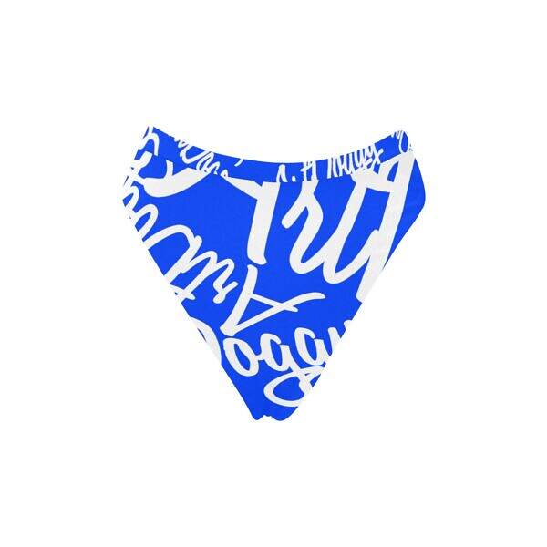 ArtDoggy™ High-Waisted Retro Bikini Bottom blue front display
