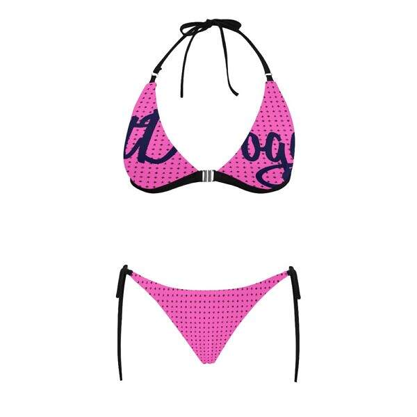 ADpld™ Buckle Bikini Swimsuit hot pink front Display