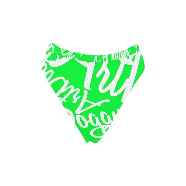 ArtDoggy™ High-Waisted Retro Bikini Bottom lime front display