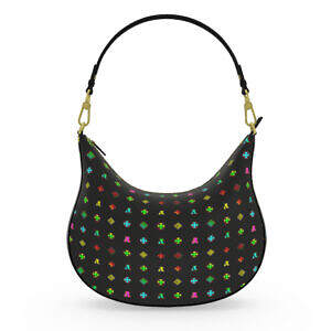 ADpld™ Multicolor Curve Hobo Bag Black Gold Front Display