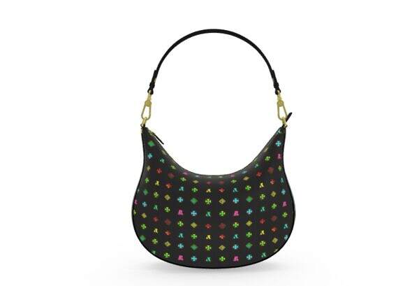 ADpld™ Multicolor Curve Hobo Bag Black Gold Front