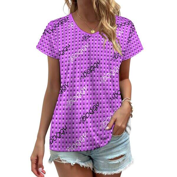 ADpld™ V-neck Short Sleeve T-shirt orchid front model display