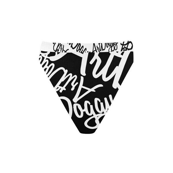 ArtDoggy™ High-Waisted Retro Bikini Bottom white1 back display