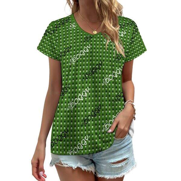 ADpld™ V-neck Short Sleeve T-shirt green front model display copy
