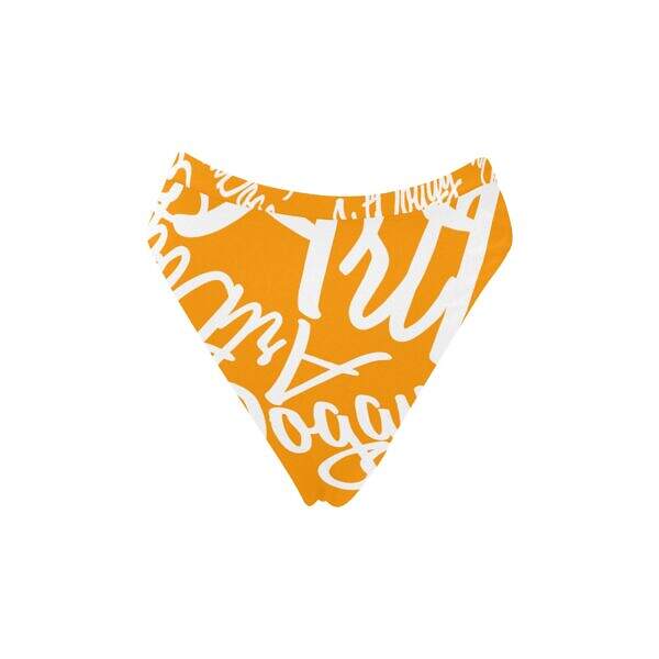 ArtDoggy™ High-Waisted Retro Bikini Bottom dark orange front display