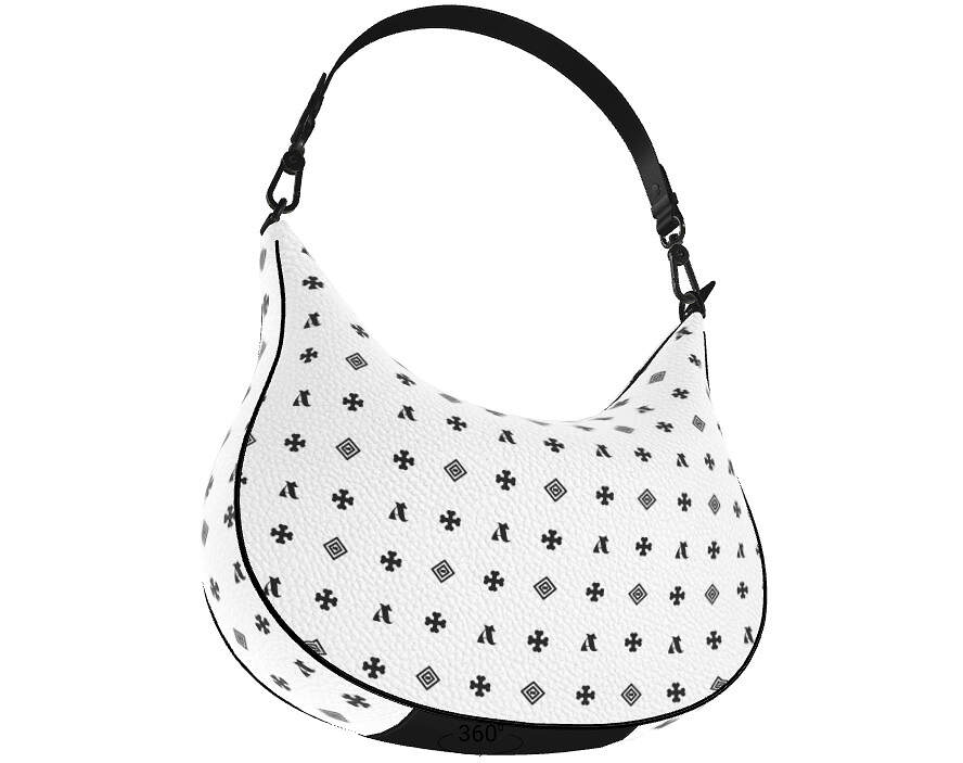 ADpld™ Curve Hobo Bag drop in white with black accents
