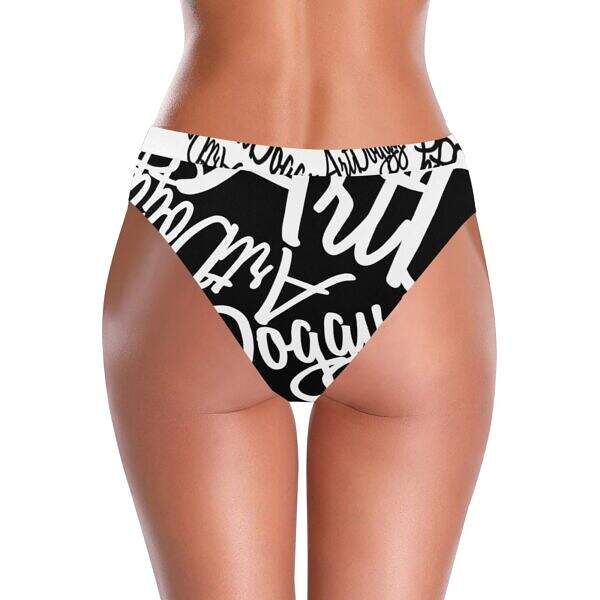 ArtDoggy™ High-Waisted Retro Bikini Bottom white1 back model display