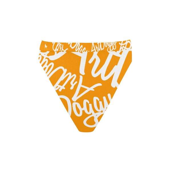 ArtDoggy™ High-Waisted Retro Bikini Bottom dark orange back display