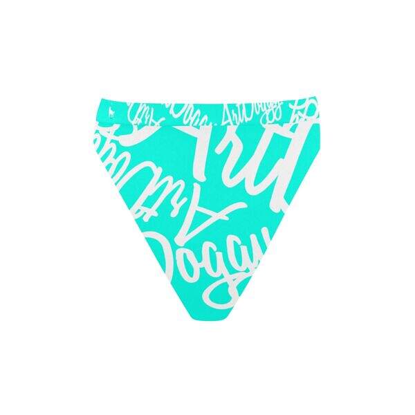 ArtDoggy™ High-Waisted Retro Bikini Bottom turquoise back display